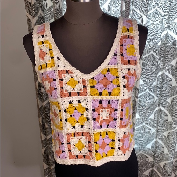 Rebellion Tops - Rebellion Colorful Crochet Patchwork Women's  Tank Top Cropped